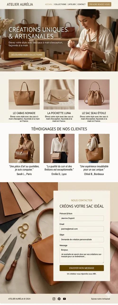 Exemple de landing page : accroche, bénéfices, appel à l’action et preuves de confiance réunis sur une seule page.